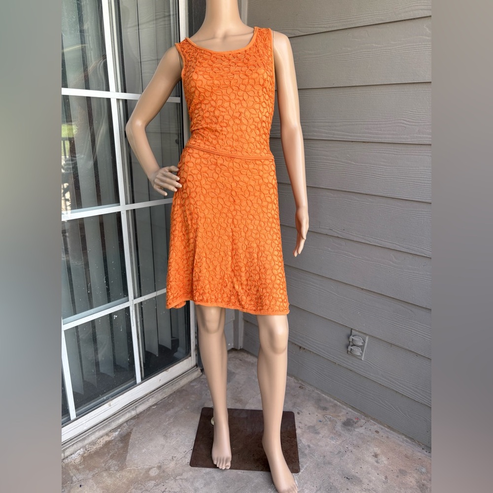 Max Studio Specialty Products Drop Waist Orange Dress